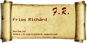 Friss Richárd névjegykártya